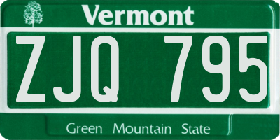 VT license plate ZJQ795