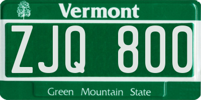 VT license plate ZJQ800