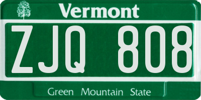 VT license plate ZJQ808