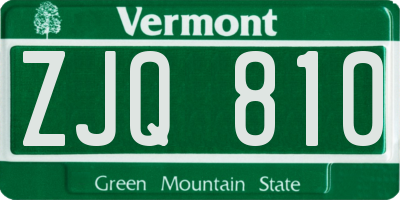 VT license plate ZJQ810