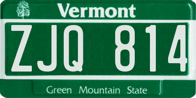VT license plate ZJQ814