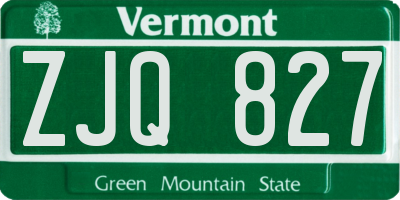 VT license plate ZJQ827