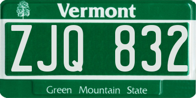 VT license plate ZJQ832