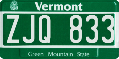 VT license plate ZJQ833