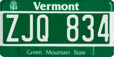 VT license plate ZJQ834
