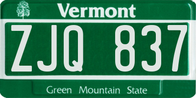VT license plate ZJQ837