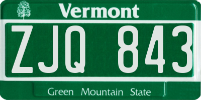 VT license plate ZJQ843