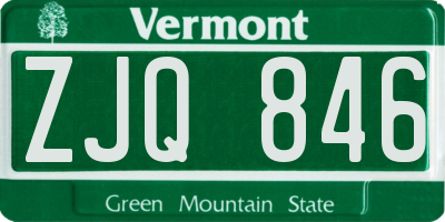 VT license plate ZJQ846