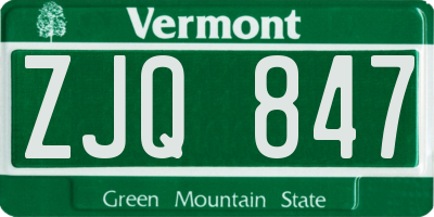 VT license plate ZJQ847