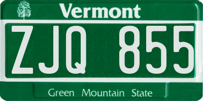 VT license plate ZJQ855