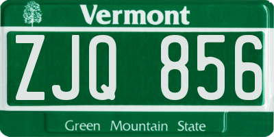 VT license plate ZJQ856