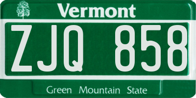 VT license plate ZJQ858