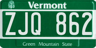 VT license plate ZJQ862