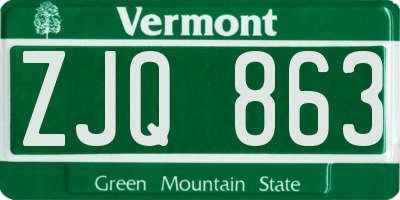 VT license plate ZJQ863