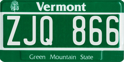 VT license plate ZJQ866