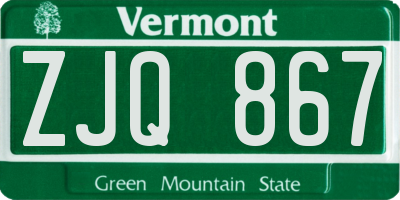 VT license plate ZJQ867