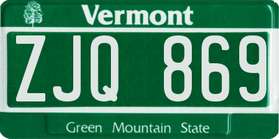 VT license plate ZJQ869