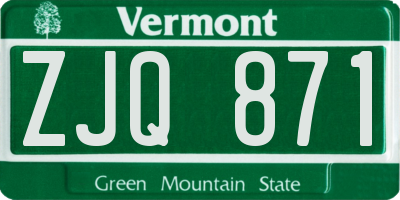 VT license plate ZJQ871