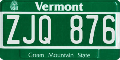 VT license plate ZJQ876