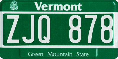 VT license plate ZJQ878