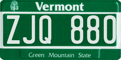 VT license plate ZJQ880