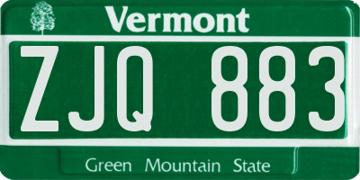 VT license plate ZJQ883