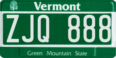 VT license plate ZJQ888