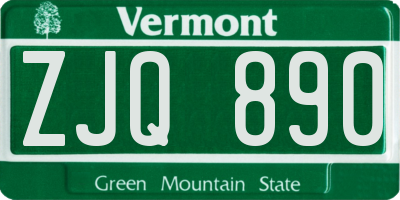 VT license plate ZJQ890