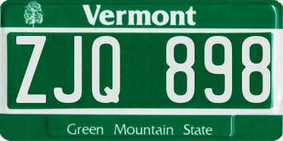 VT license plate ZJQ898