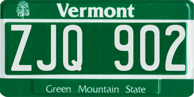 VT license plate ZJQ902