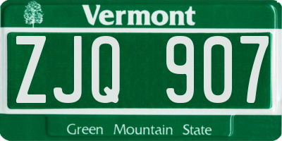 VT license plate ZJQ907