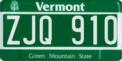 VT license plate ZJQ910