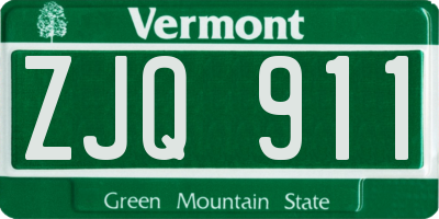 VT license plate ZJQ911