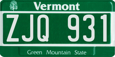 VT license plate ZJQ931