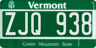 VT license plate ZJQ938
