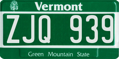 VT license plate ZJQ939