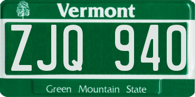 VT license plate ZJQ940