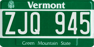 VT license plate ZJQ945