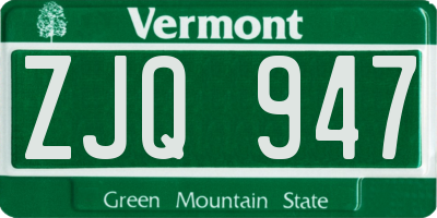 VT license plate ZJQ947