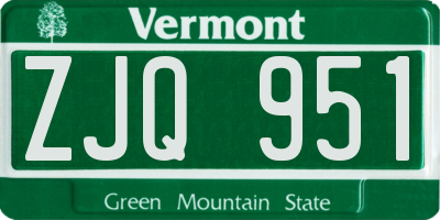 VT license plate ZJQ951