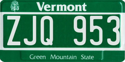 VT license plate ZJQ953
