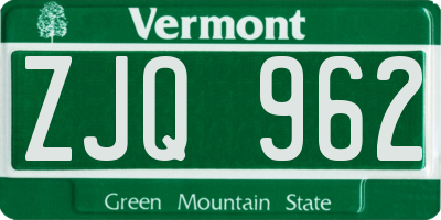 VT license plate ZJQ962