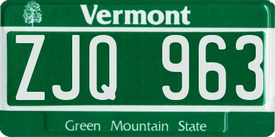 VT license plate ZJQ963