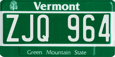 VT license plate ZJQ964