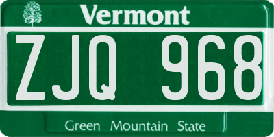 VT license plate ZJQ968