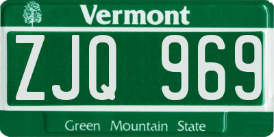 VT license plate ZJQ969