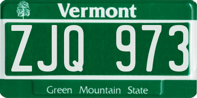 VT license plate ZJQ973