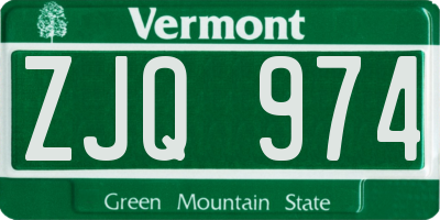 VT license plate ZJQ974