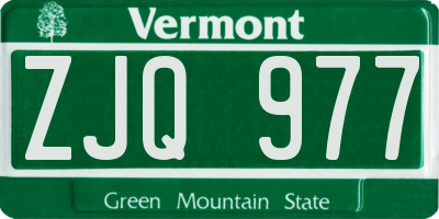 VT license plate ZJQ977