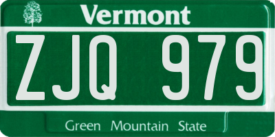 VT license plate ZJQ979